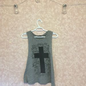 Grunge Floral Cross Muscle Tank